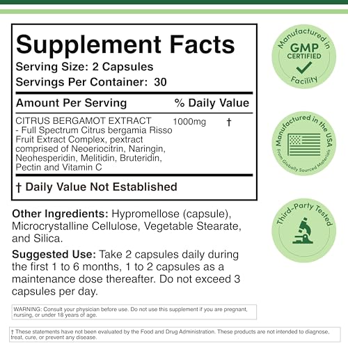 Product label showing Bergamonte standardization