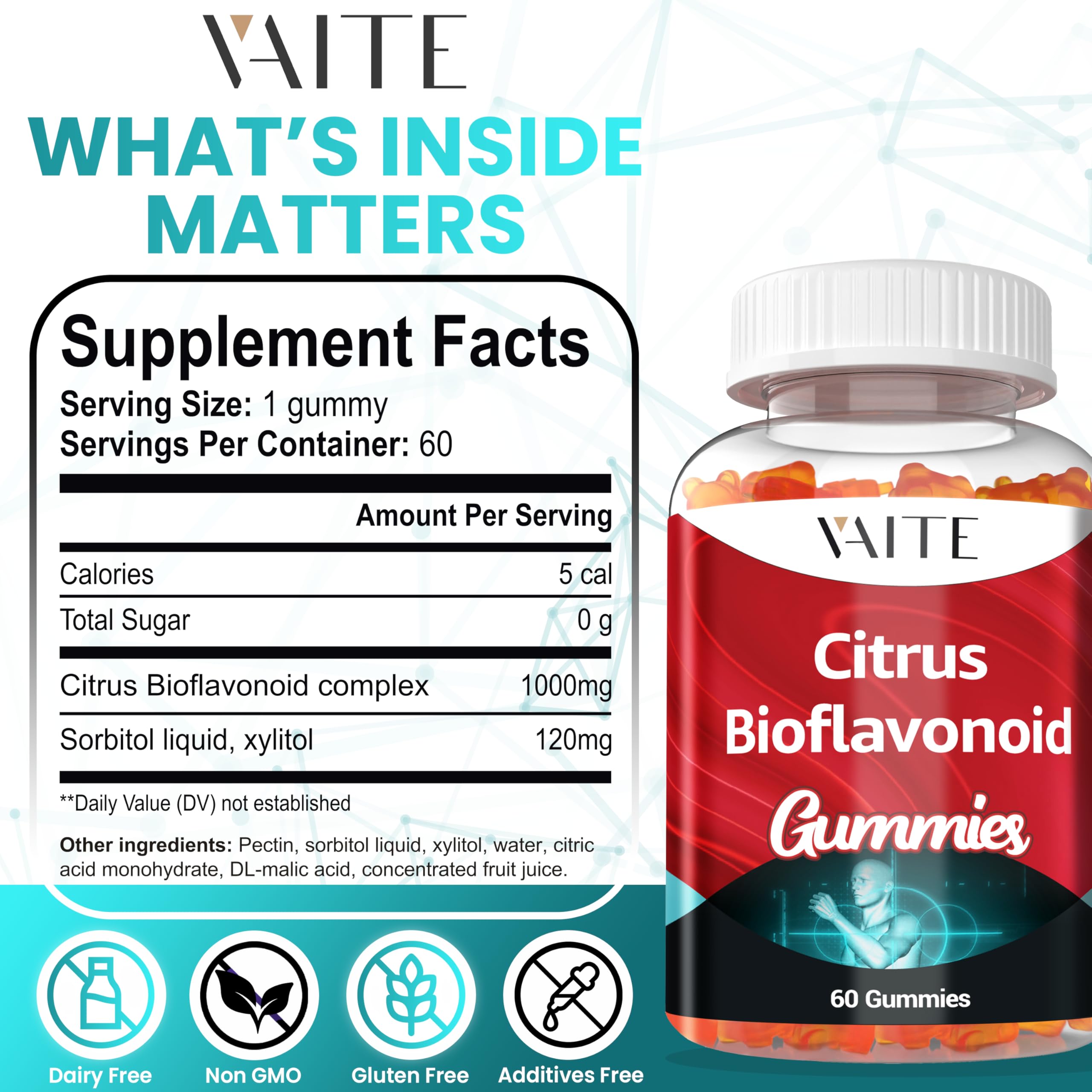 Ingredient highlights: plant-based bioflavonoids, sugar-free