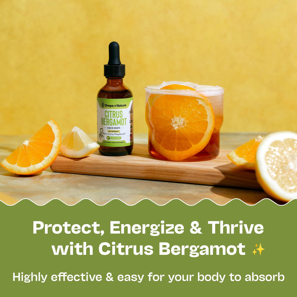 Lemon-citrus flavored Bergamot Drops close-up dropper