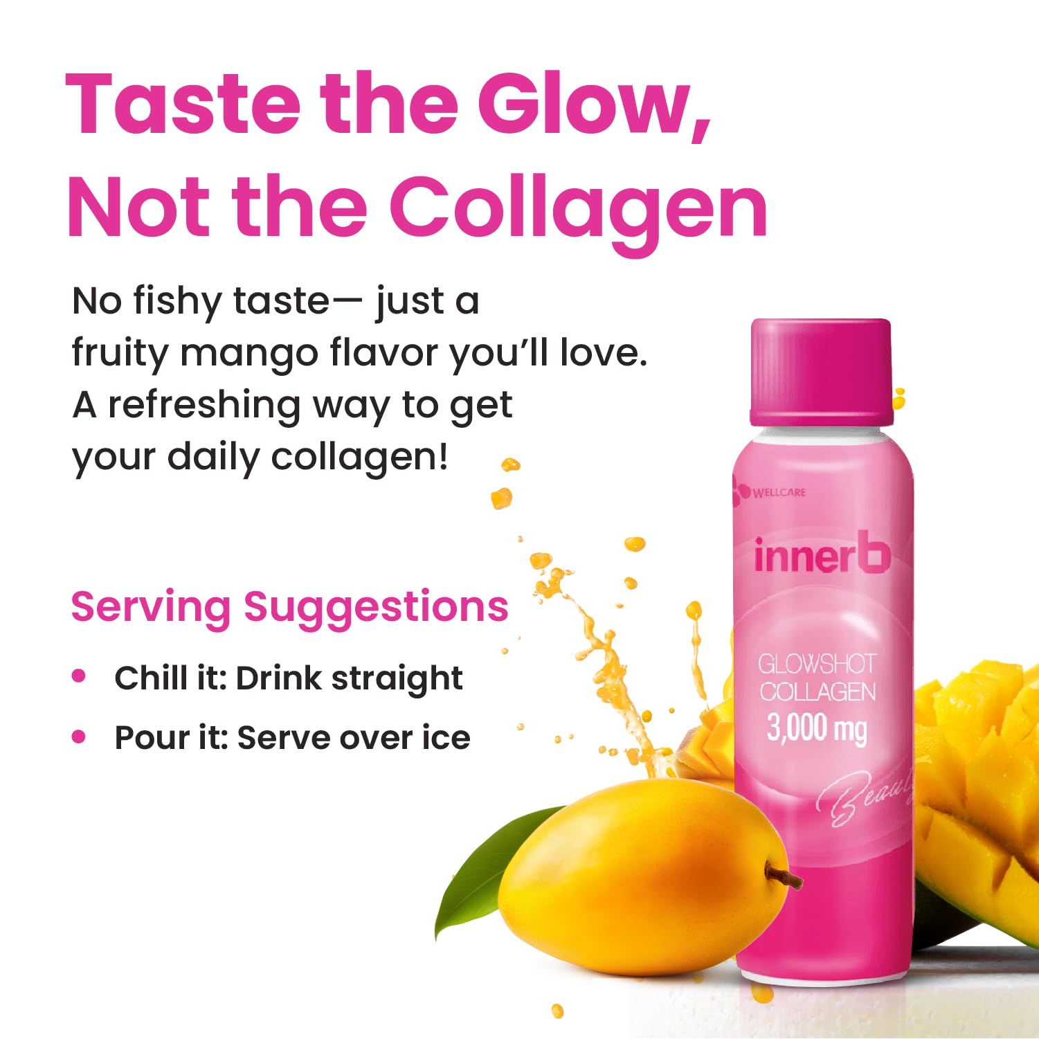 Nutrition facts panel of Glowshot Collagen bottle