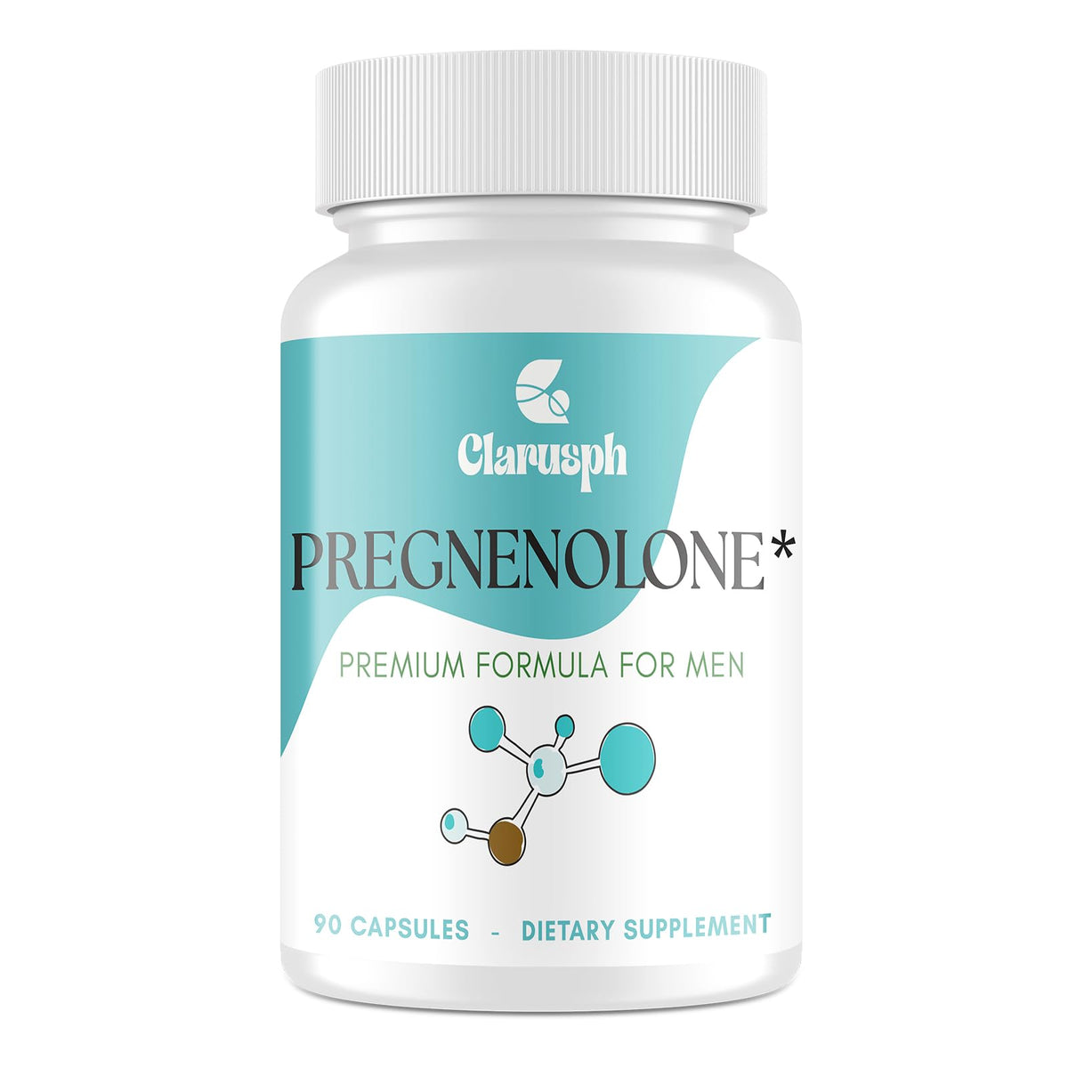 Bottle of Clarusph Pregnenolone 50mg with DHEA 25mg, 90 capsules