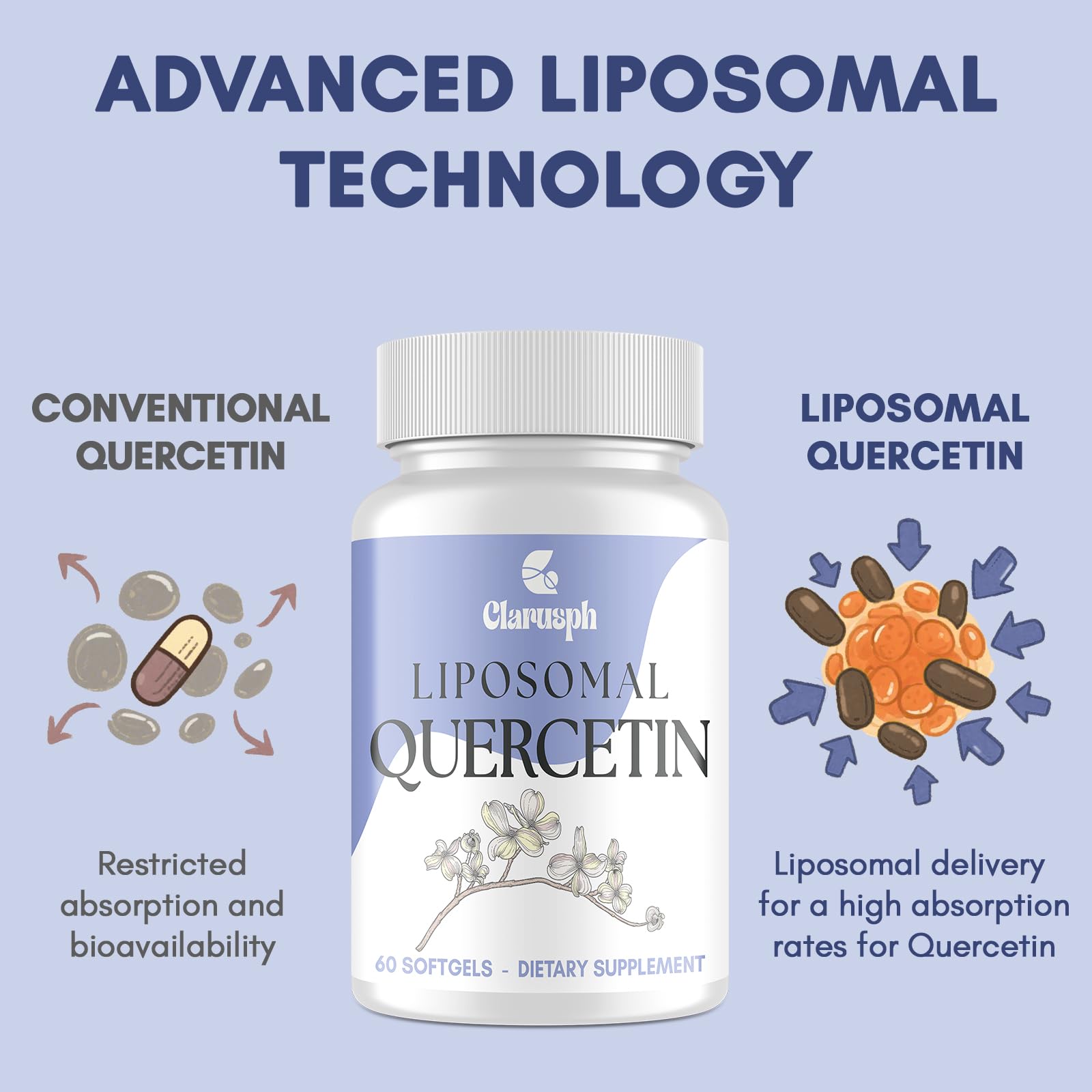 Label showing quercetin ingredients and 1000mg per serving