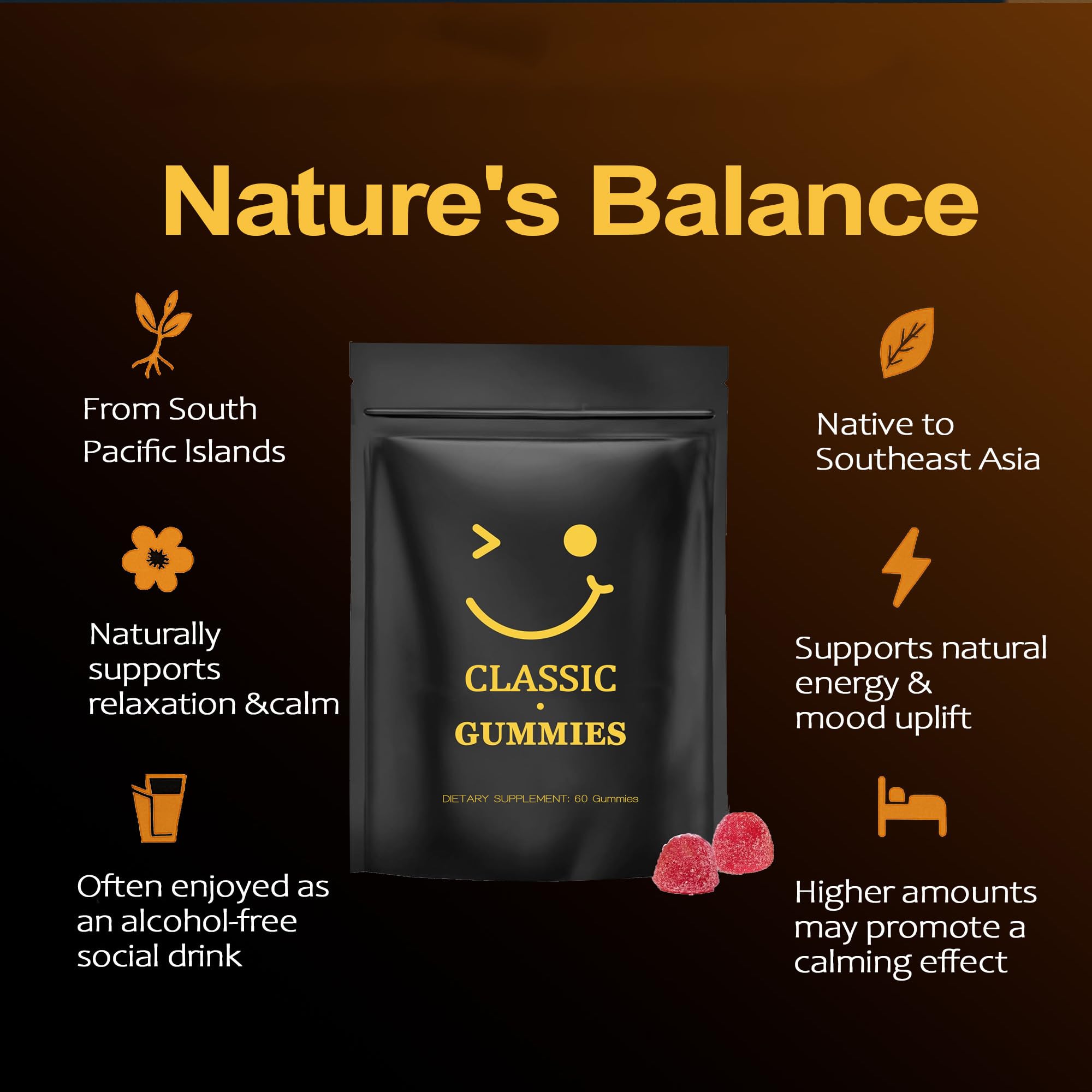 Close-up of Classic Kava Gummies gummies