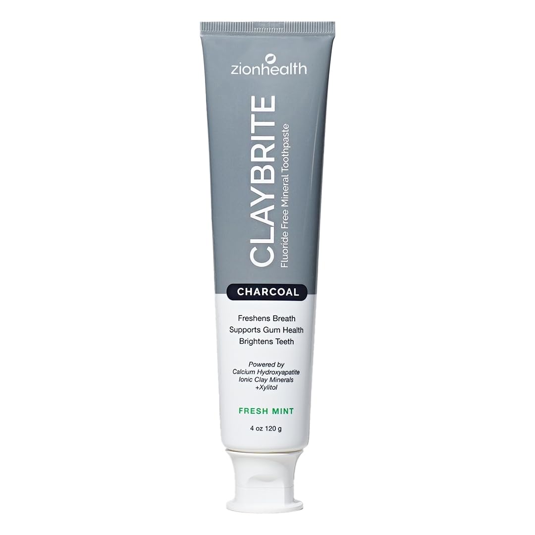 ClayBrite Activated Charcoal Toothpaste Zion Health 4 oz tube front view