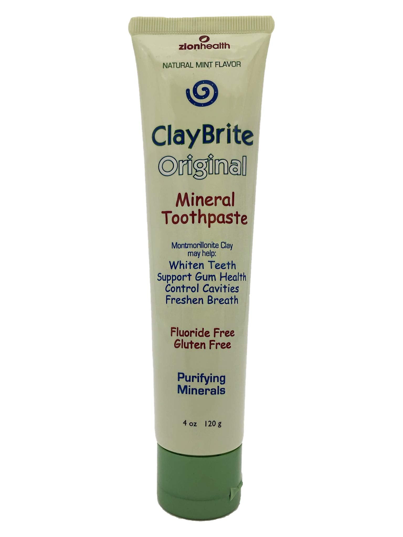 Claybrite Original Toothpaste Zion Health 3.2 oz tube with Montmorillonite clay
