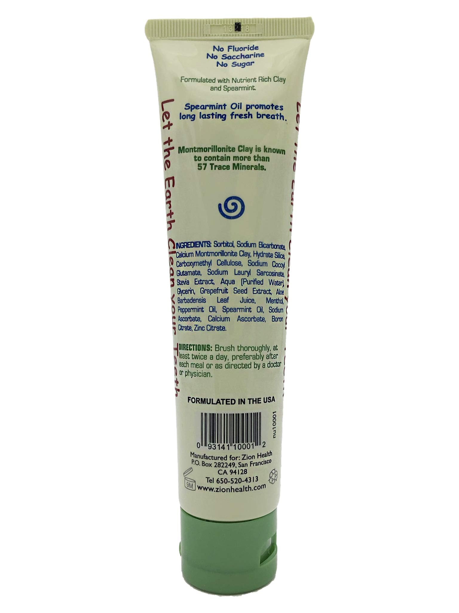 Close-up of Montmorillonite clay toothpaste with natural spearmint flavor