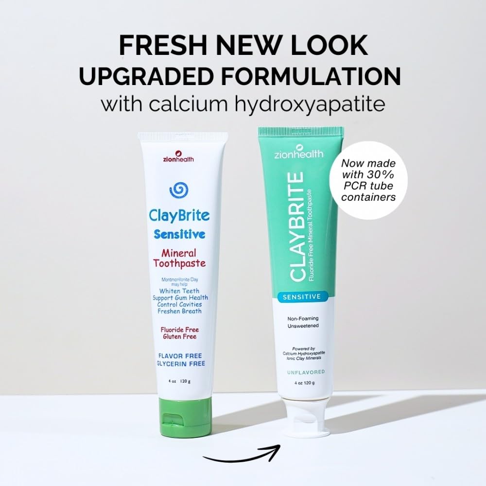Product shot of Zion Health ClayBrite Sensitive toothpaste 4 oz