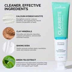 Front view of Zion Health ClayBrite toothpaste label