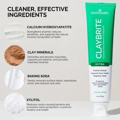 Close-up of Claybrite toothpaste texture showing white paste