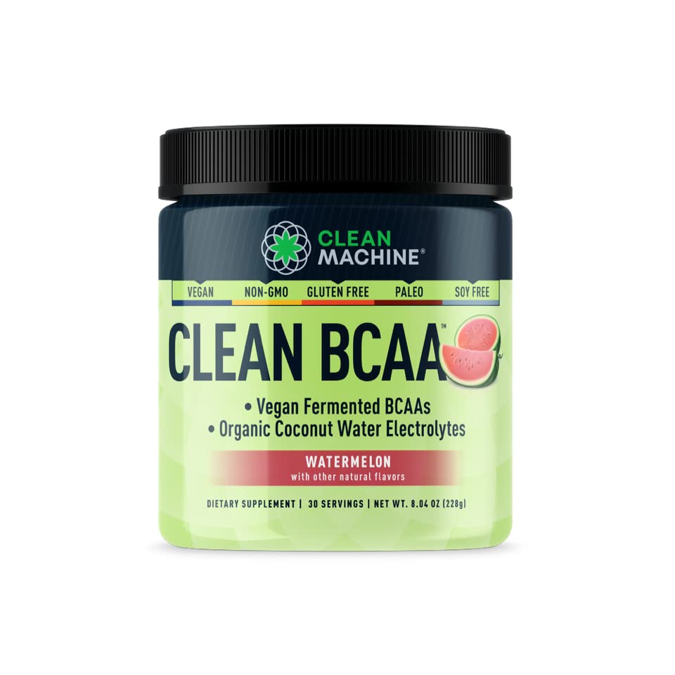 Front view of Clean BCAA Watermelon powder canister