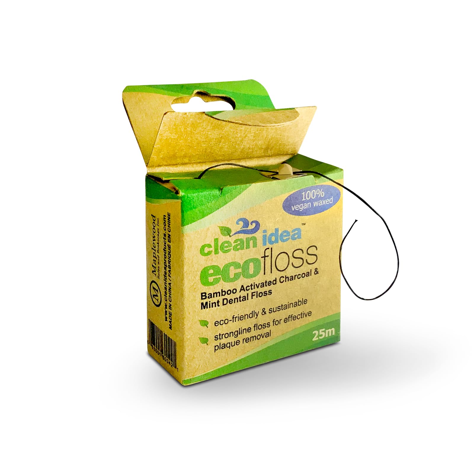 Bamboo dental floss with activated charcoal