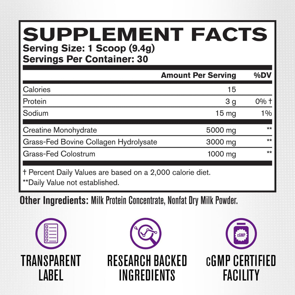 Label highlighting clean ingredients and allergen-free formula