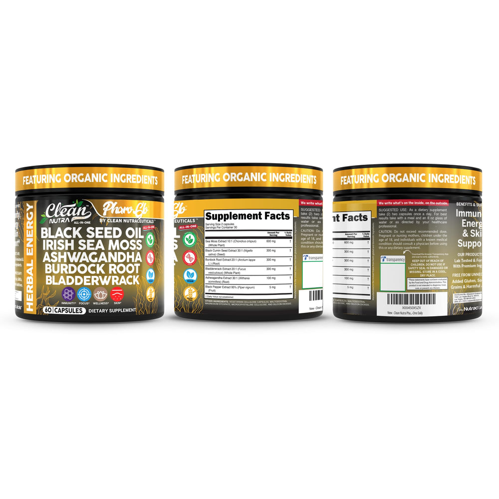 All-in-one vegan wellness capsules with sea moss and nigella sativa