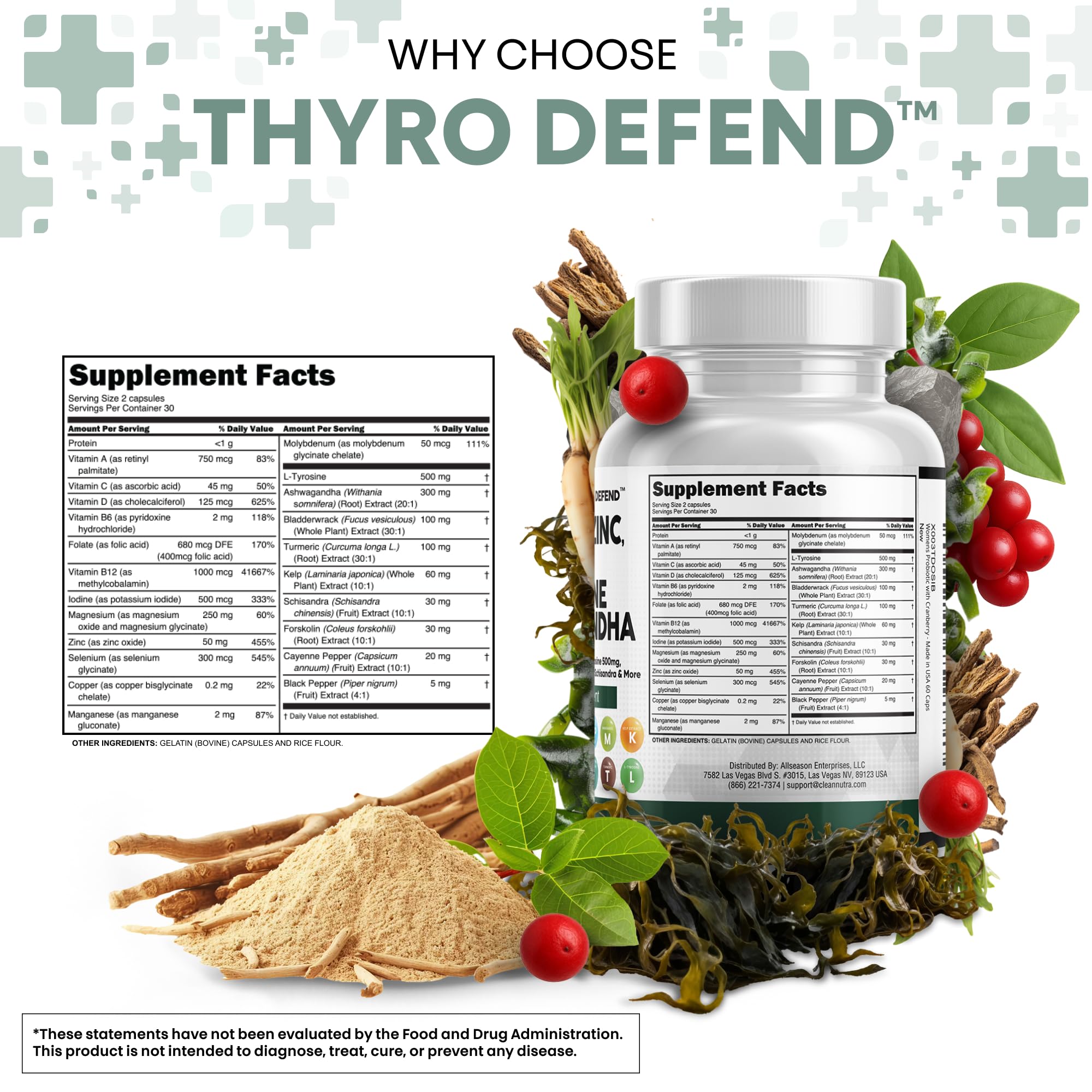Clean Nutra bladderwrack turmeric kelp mix capsules with seaweed blend