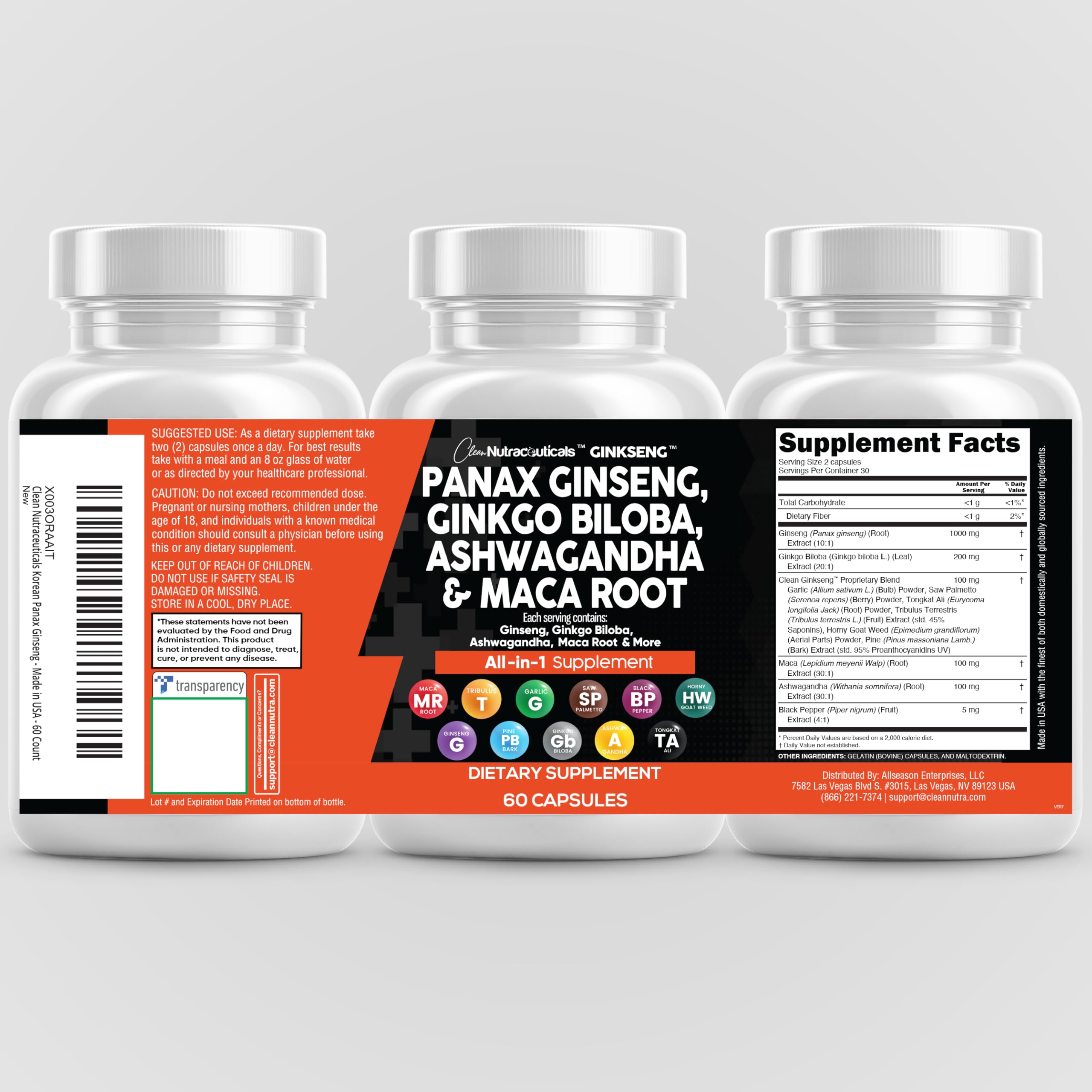 Boxed Clean Nutra 60-cap bottle with packaging