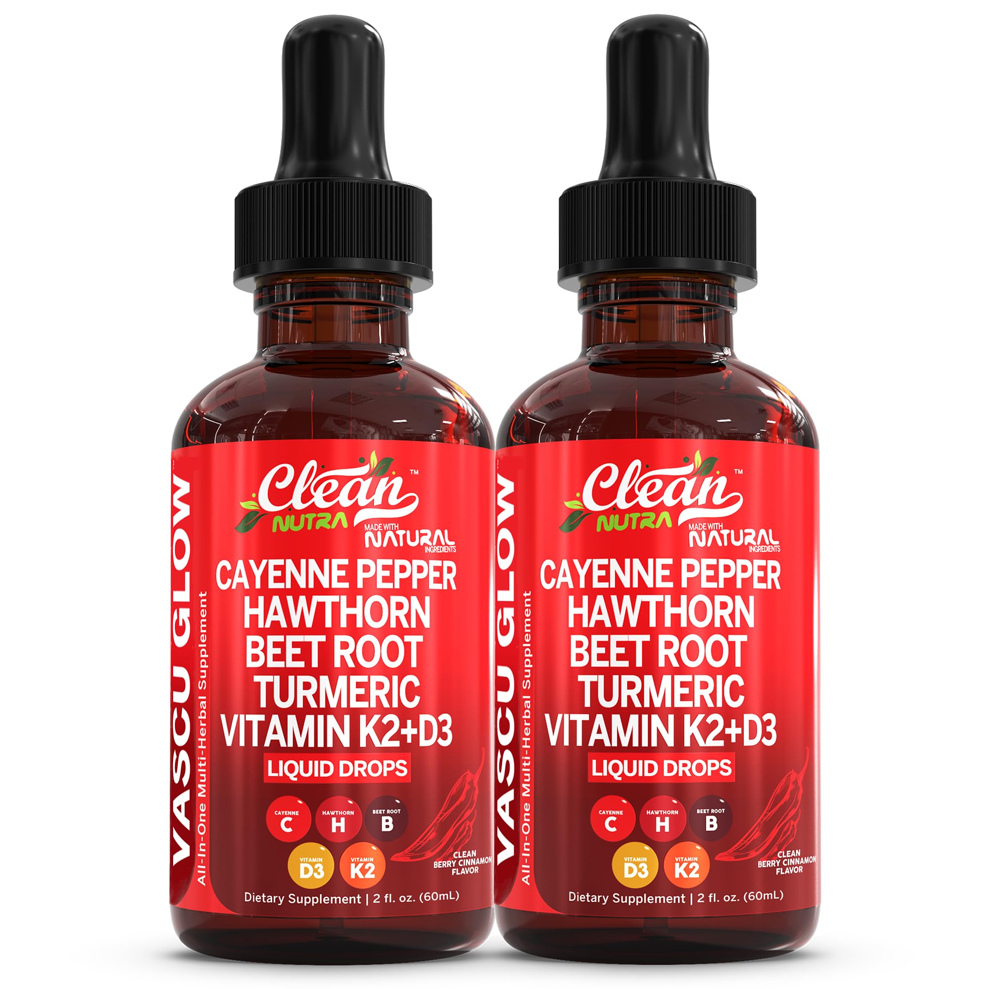 Bottle of Clean Nutra Cayenne Pepper Drops with dropper