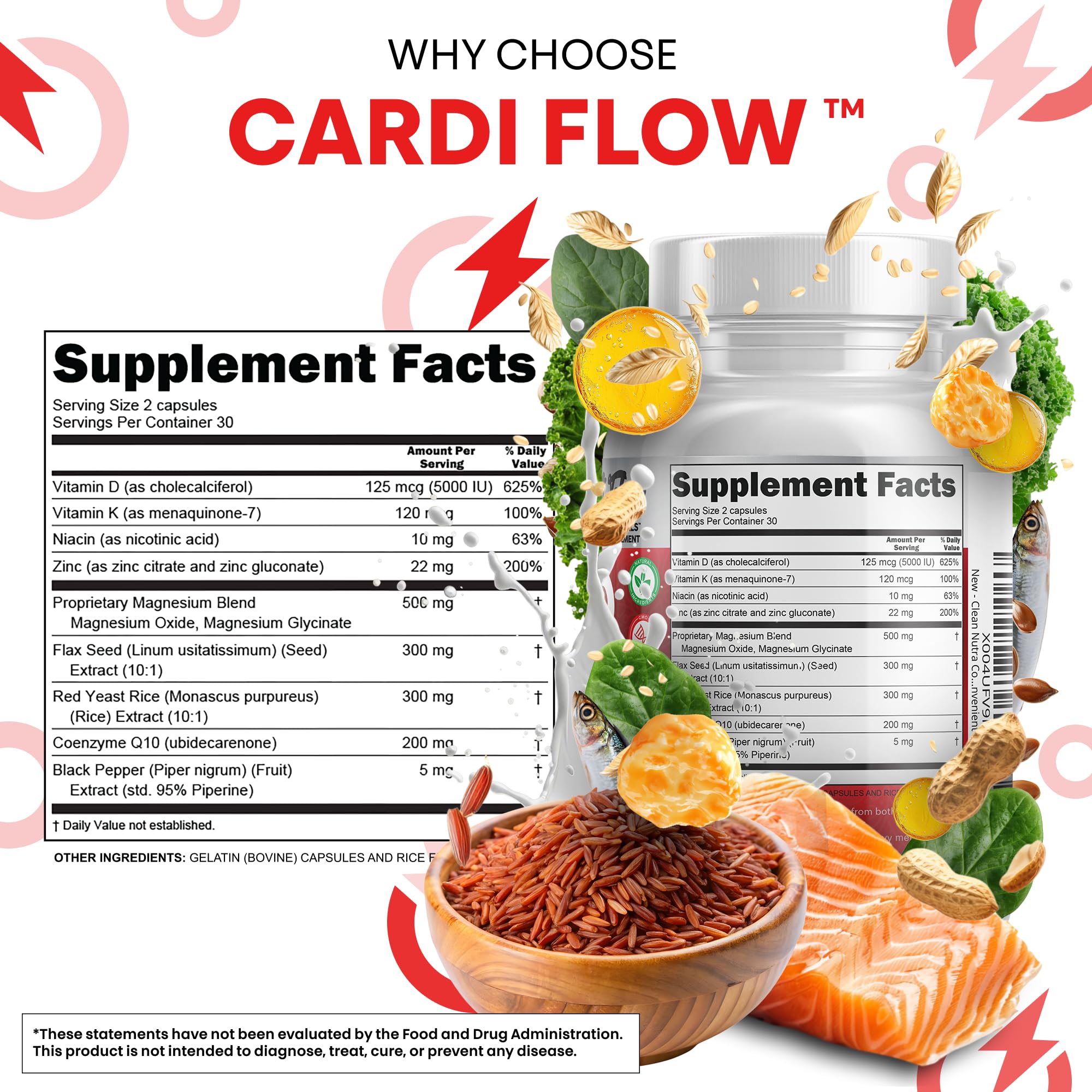 Vitamin K2 and D3 capsules in the CoQ10 formula