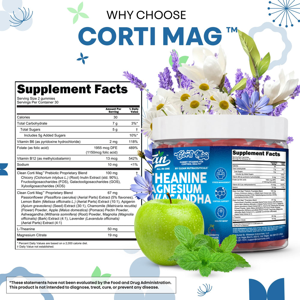 Packaging label featuring cortisol support and sleep benefits