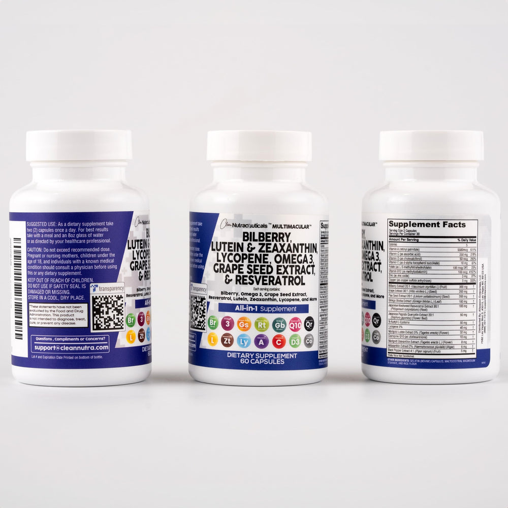 Clean Nutra Eye Vitamins bottle on white background