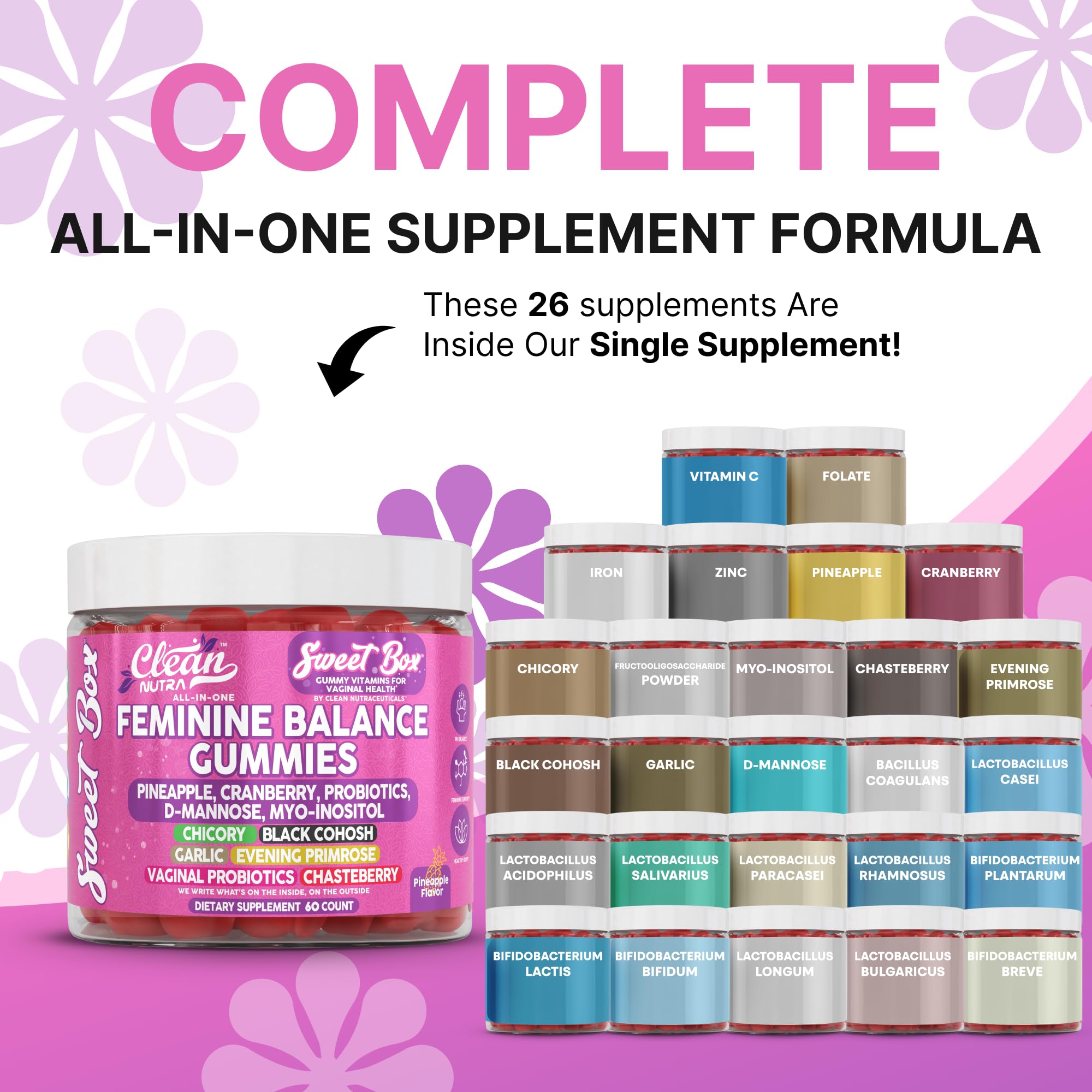 60-count bottle labeled for women's pH balance