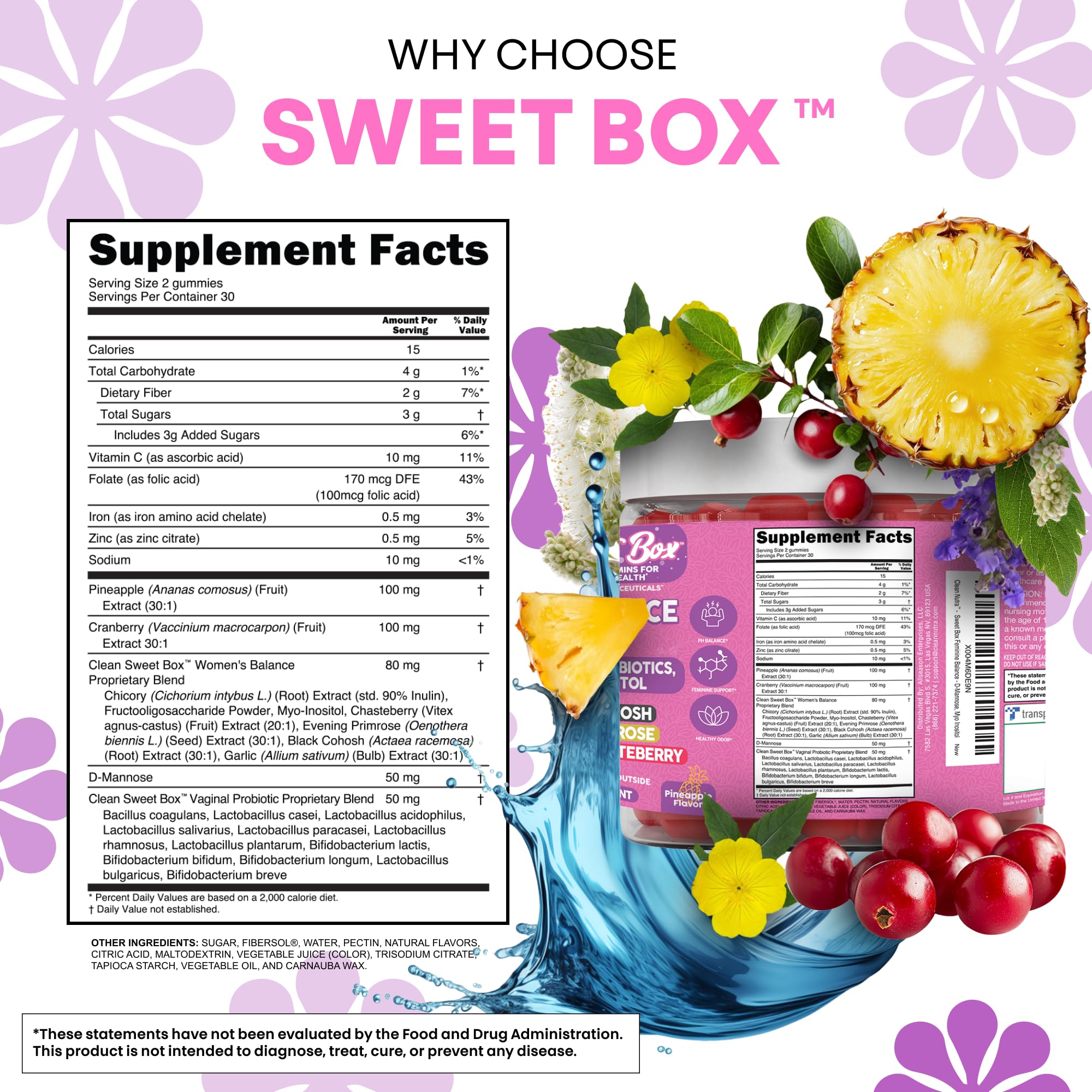 Label highlighting probiotic strains and pH balance