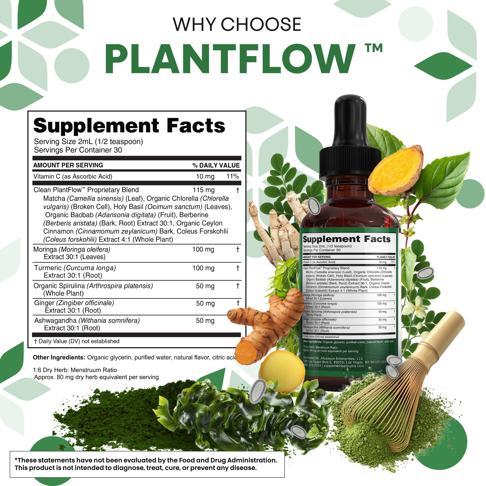 Matcha, cinnamon and holy basil within the Clean PlantFlow formula
