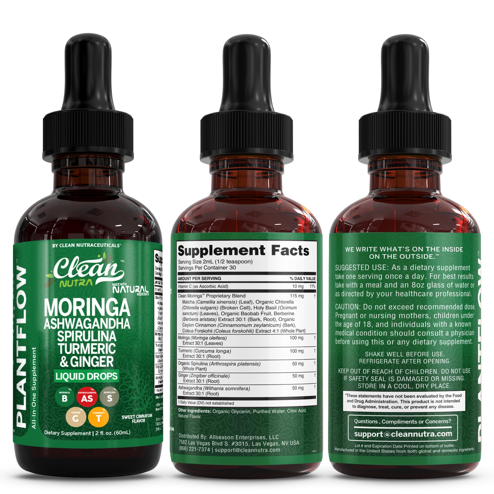 Sustainably packaged moringa drops with chlorophyll-rich greens