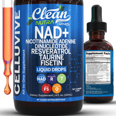 Clean Nutra NAD Liquid Drops bottle with dropper