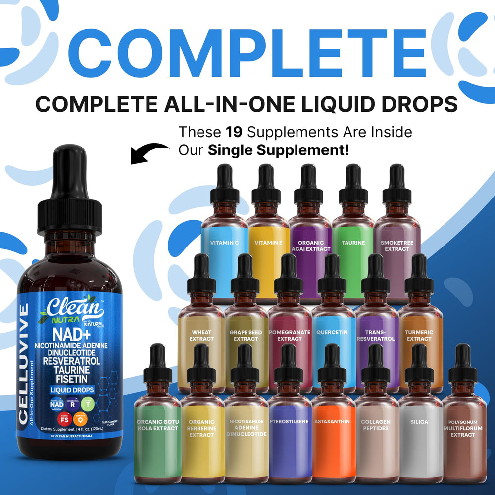Dropper dispensing NAD+ liquid from bottle
