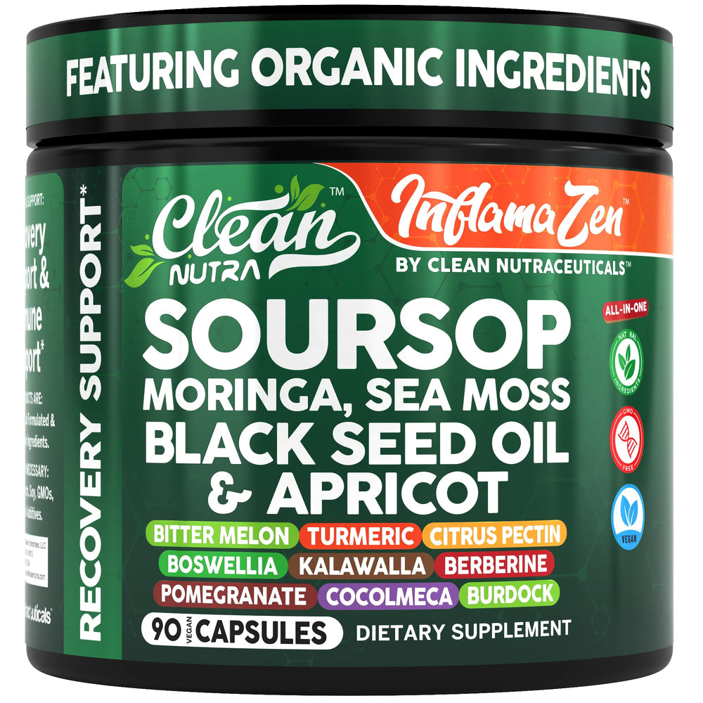 Hero view of Clean Nutra Soursop antioxidant supplement bottle