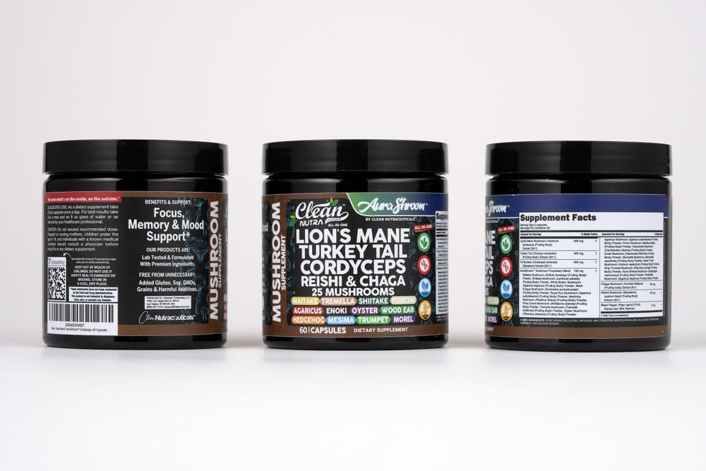 Stress relief and immune support concept with mushrooms