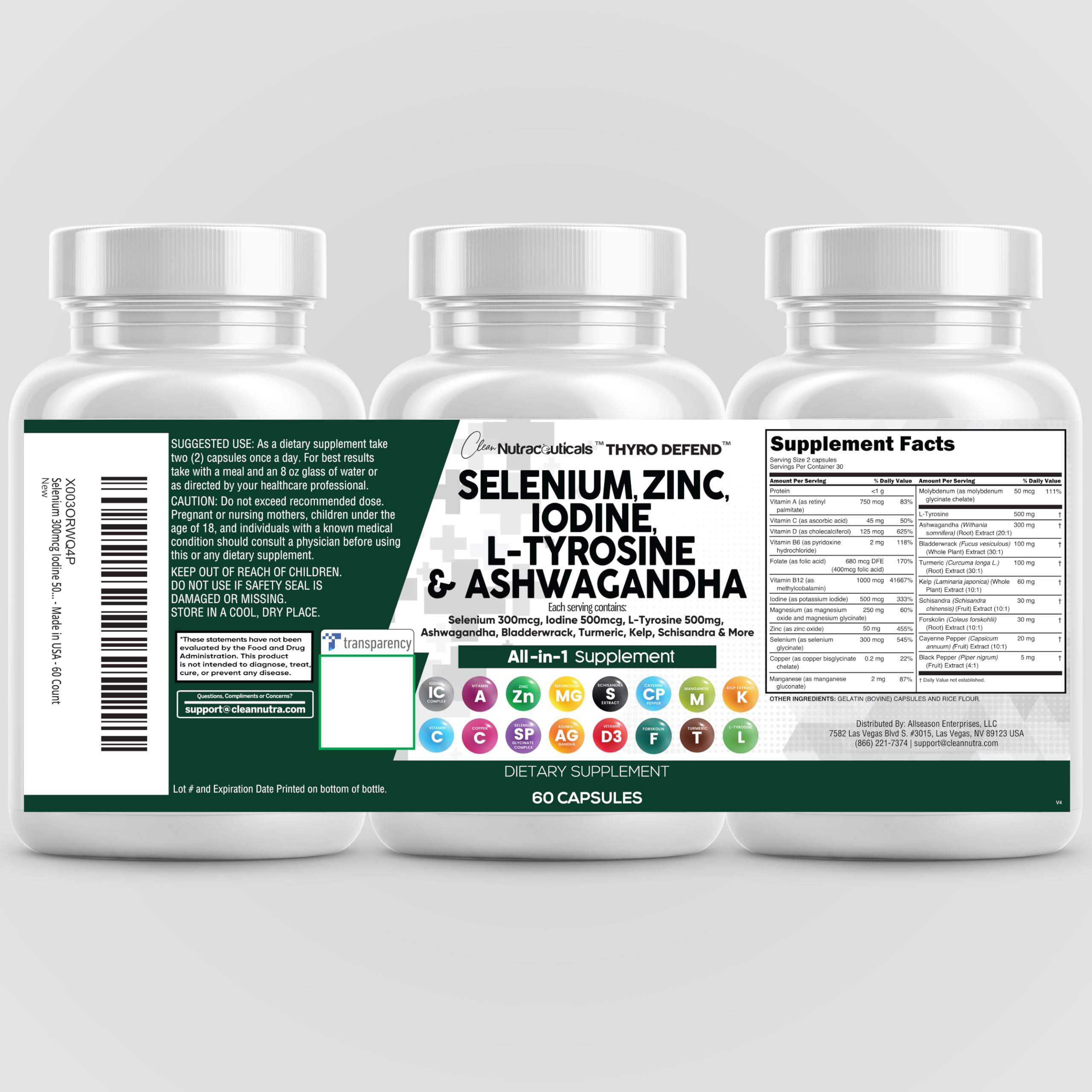 Nutrition facts and ingredients panel for Thyroid Support