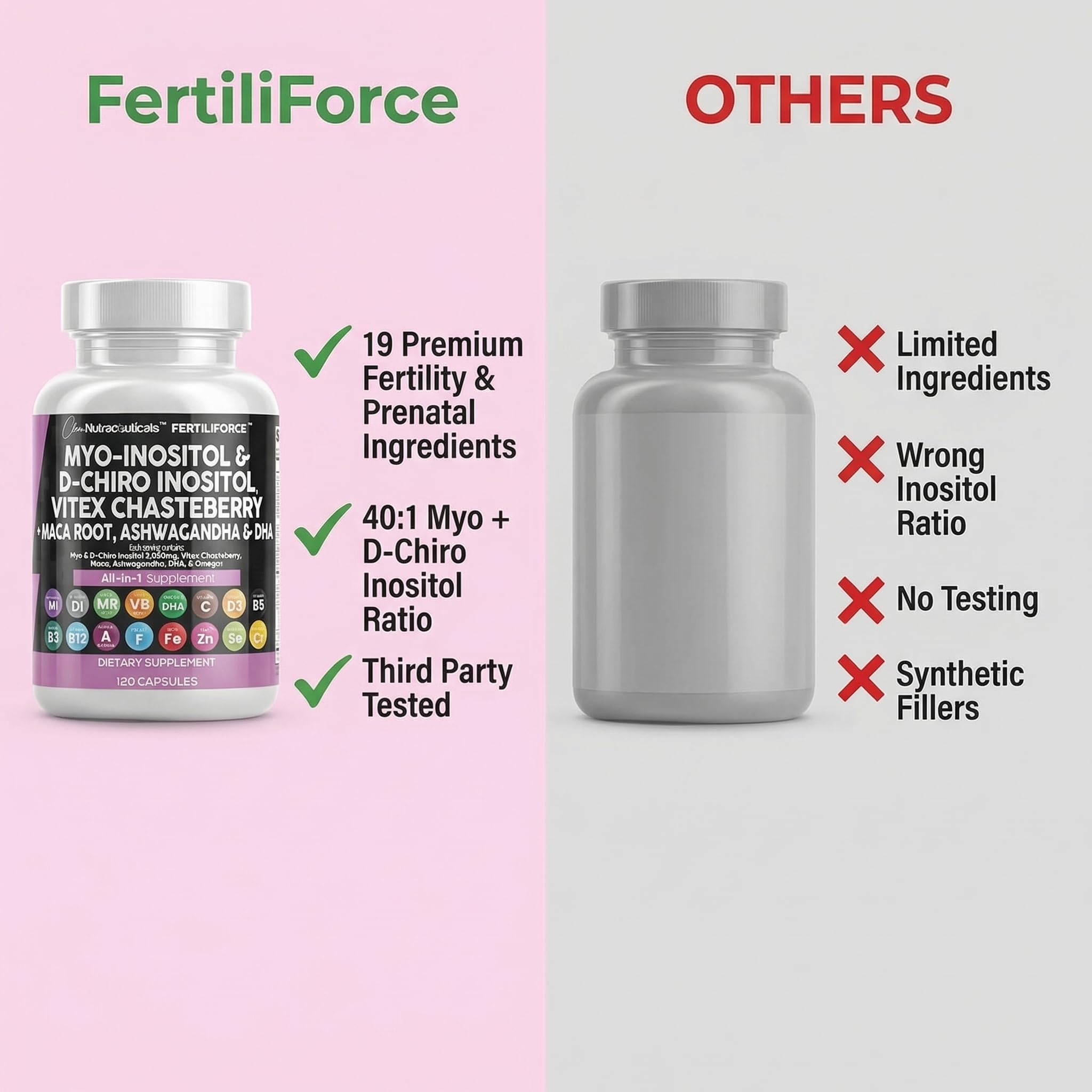 Clean Nutraceuticals DHA iron zinc closeup emphasizing micronutrient support
