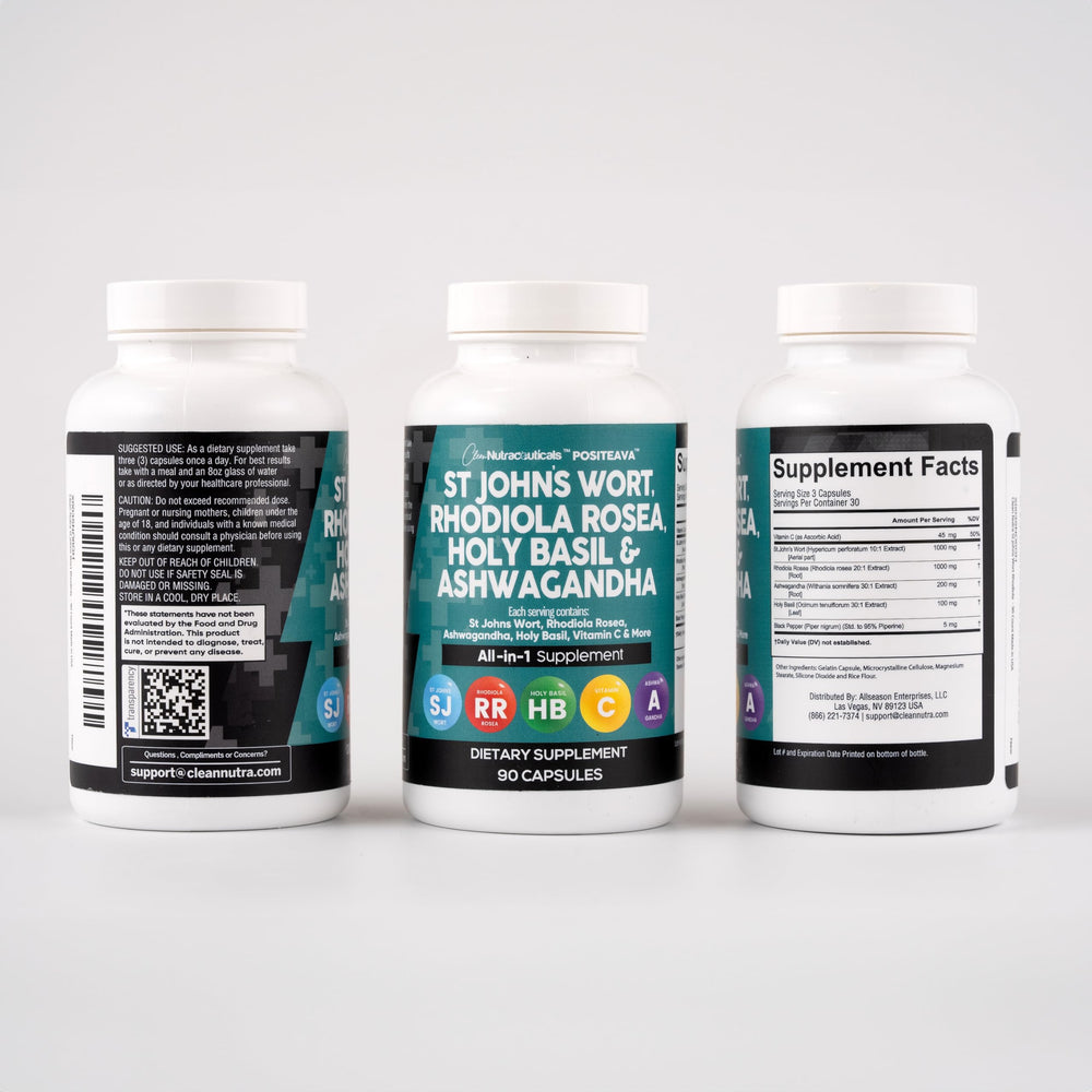 Close-up of front label featuring St Johns Wort