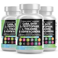 Bottle label showing Clean Nutraceuticals GABA 750mg and 5-HTP 200mg