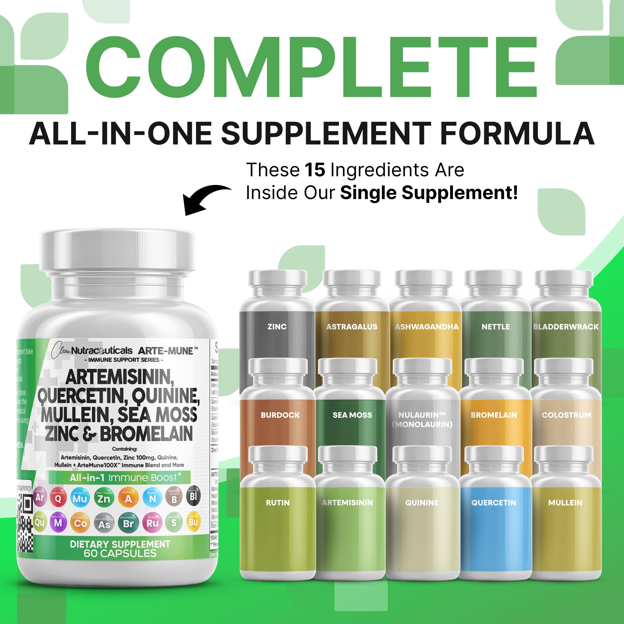 Artemisinin and Quercetin with Bromelain capsules