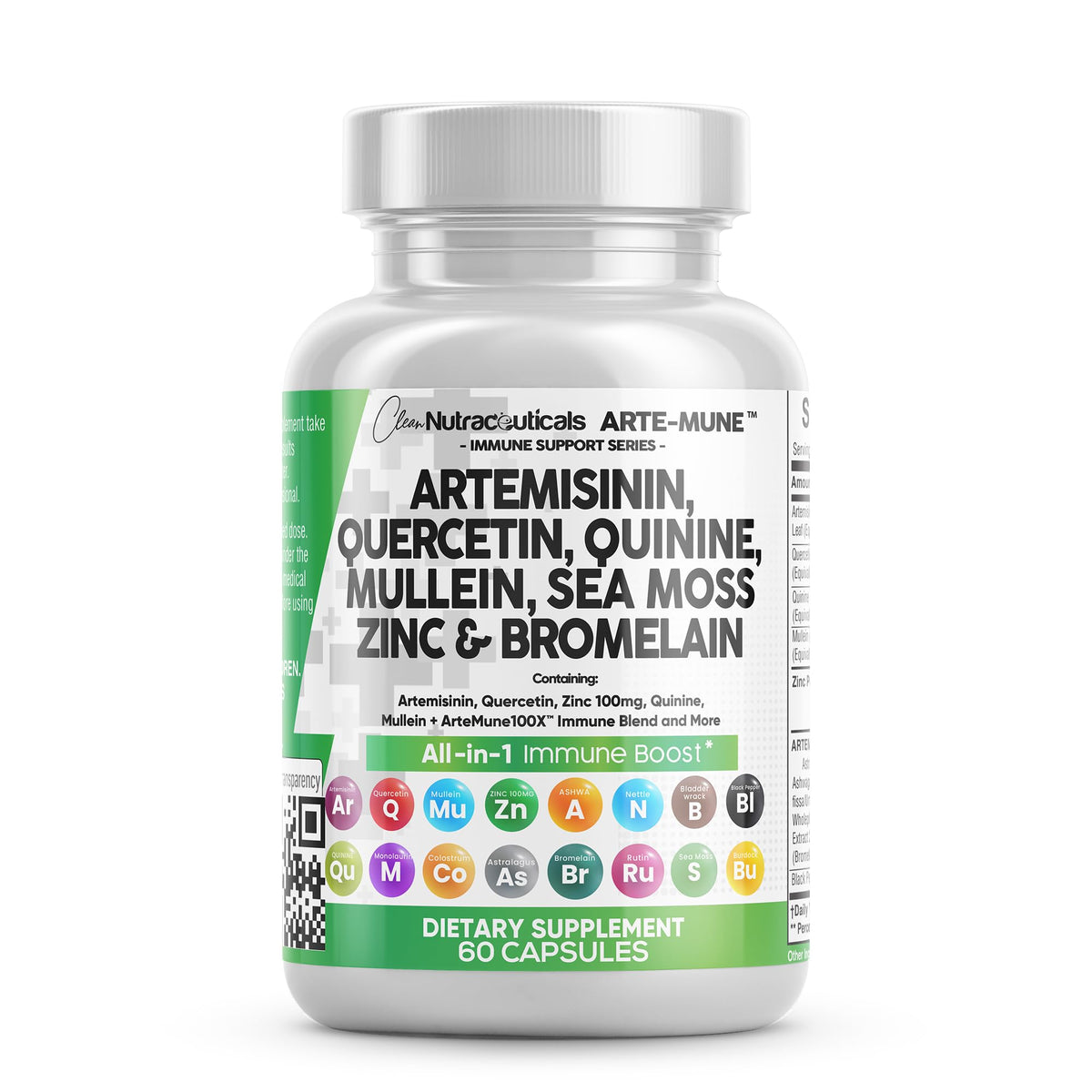 Front view of Clean Nutraceuticals immune defense bottle