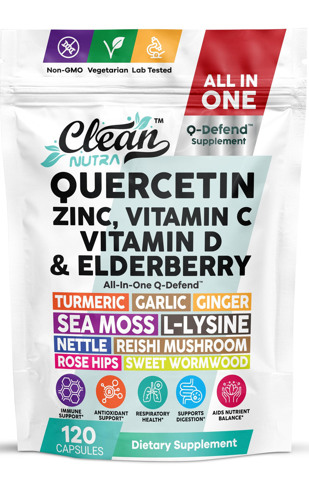 Bottle of Clean Nutraceuticals Q-Defend Immune Support Complex
