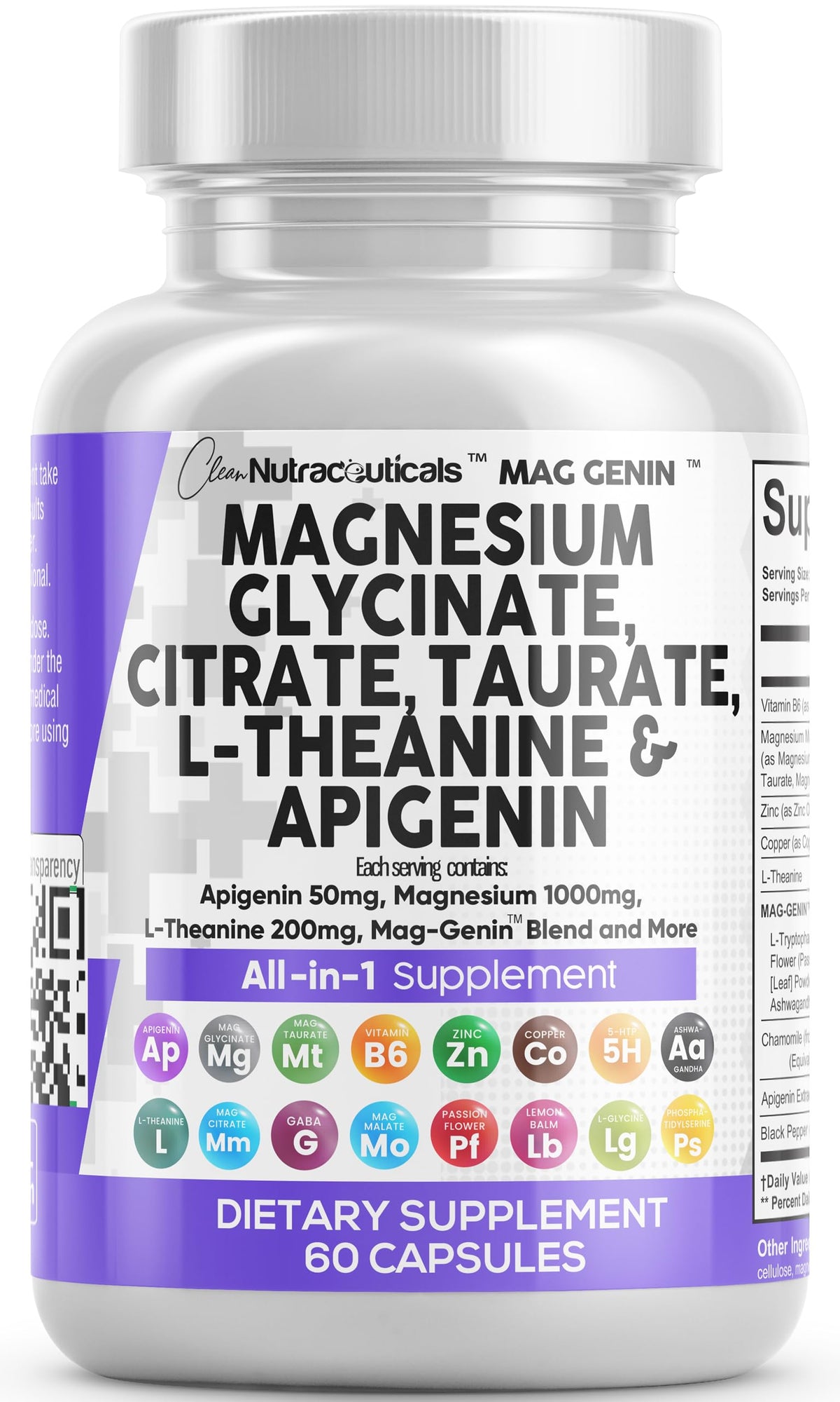 Mag Genin 1000mg magnesium glycinate with L-Theanine and Apigenin