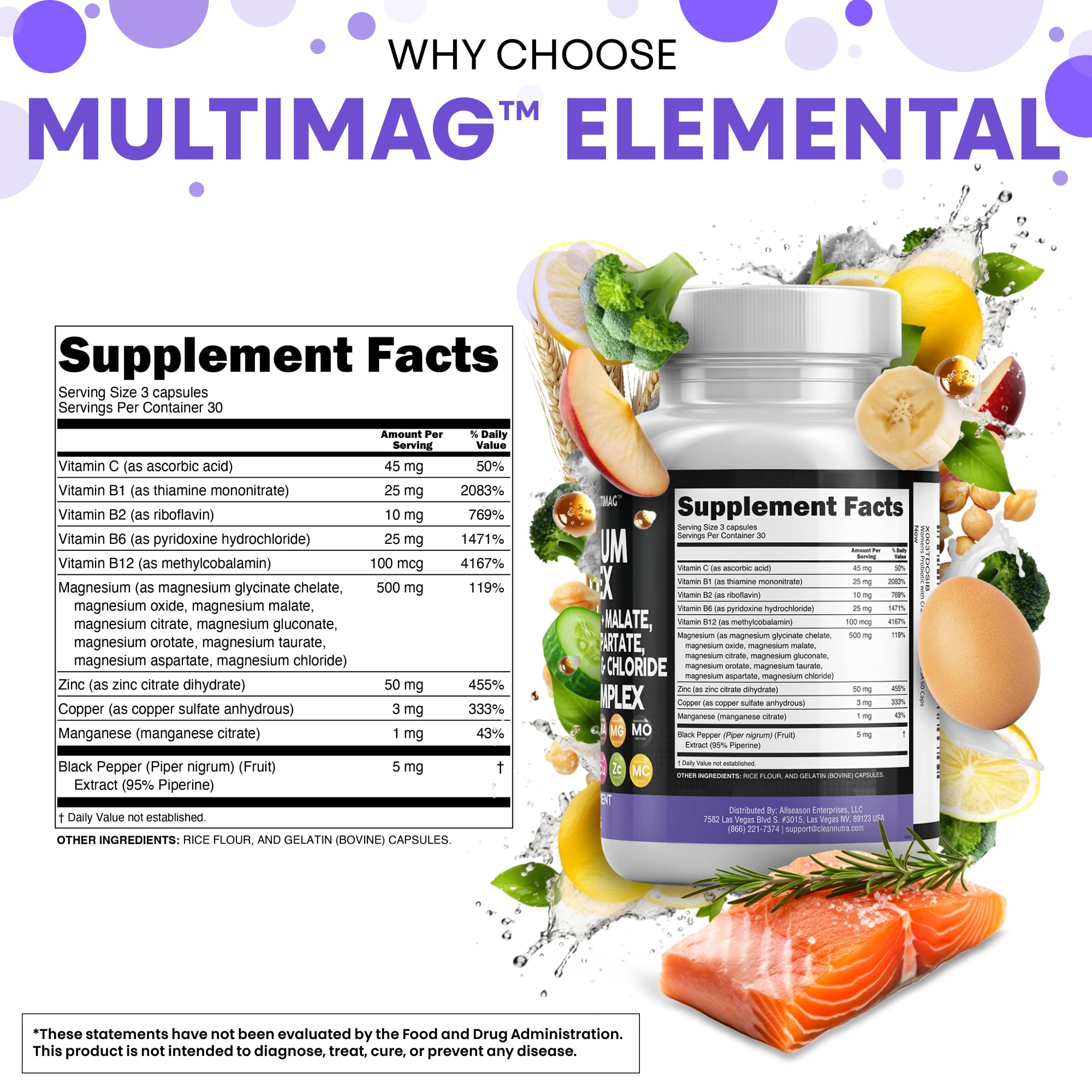 Clean Nutraceuticals MultiMag label closeup detailing ingredients and magnesium forms