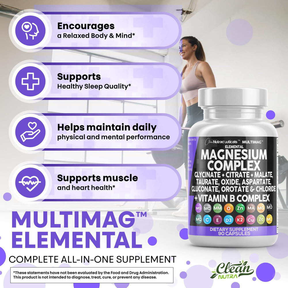 Clean Nutraceuticals MultiMag serving card shows elemental magnesium per serving