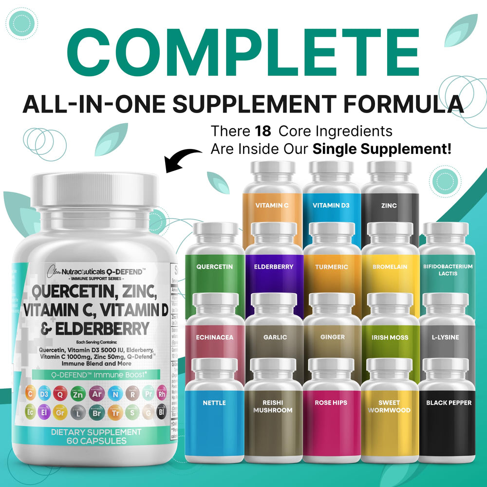 Label closeup of Clean Nutraceuticals 18-in-1 immune blend for comprehensive support