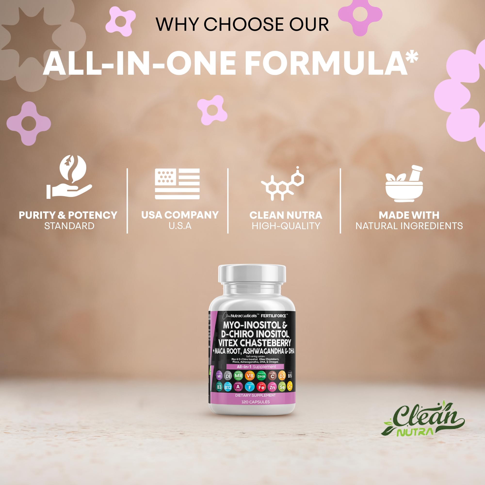 Two bottles stacked together, Clean Nutraceuticals two-pack ensures extended supply