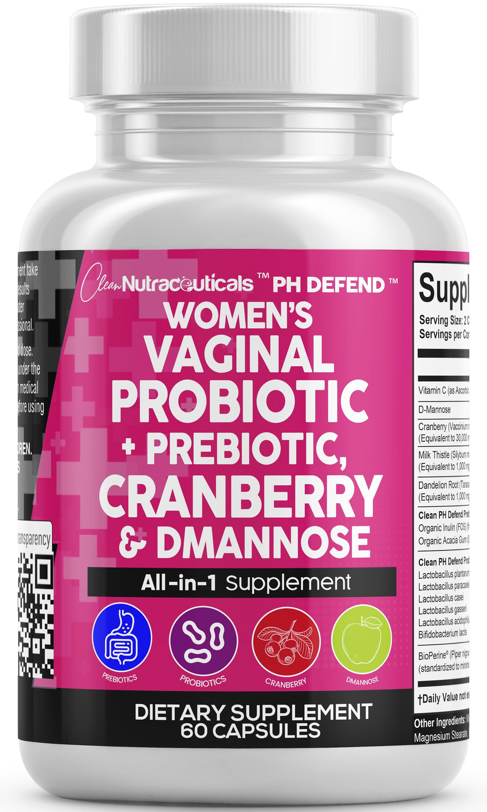 Bottle of Clean Nutraceuticals Vaginal Probiotics — front view