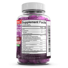 Close-up of women’s vaginal health gummies with label highlights