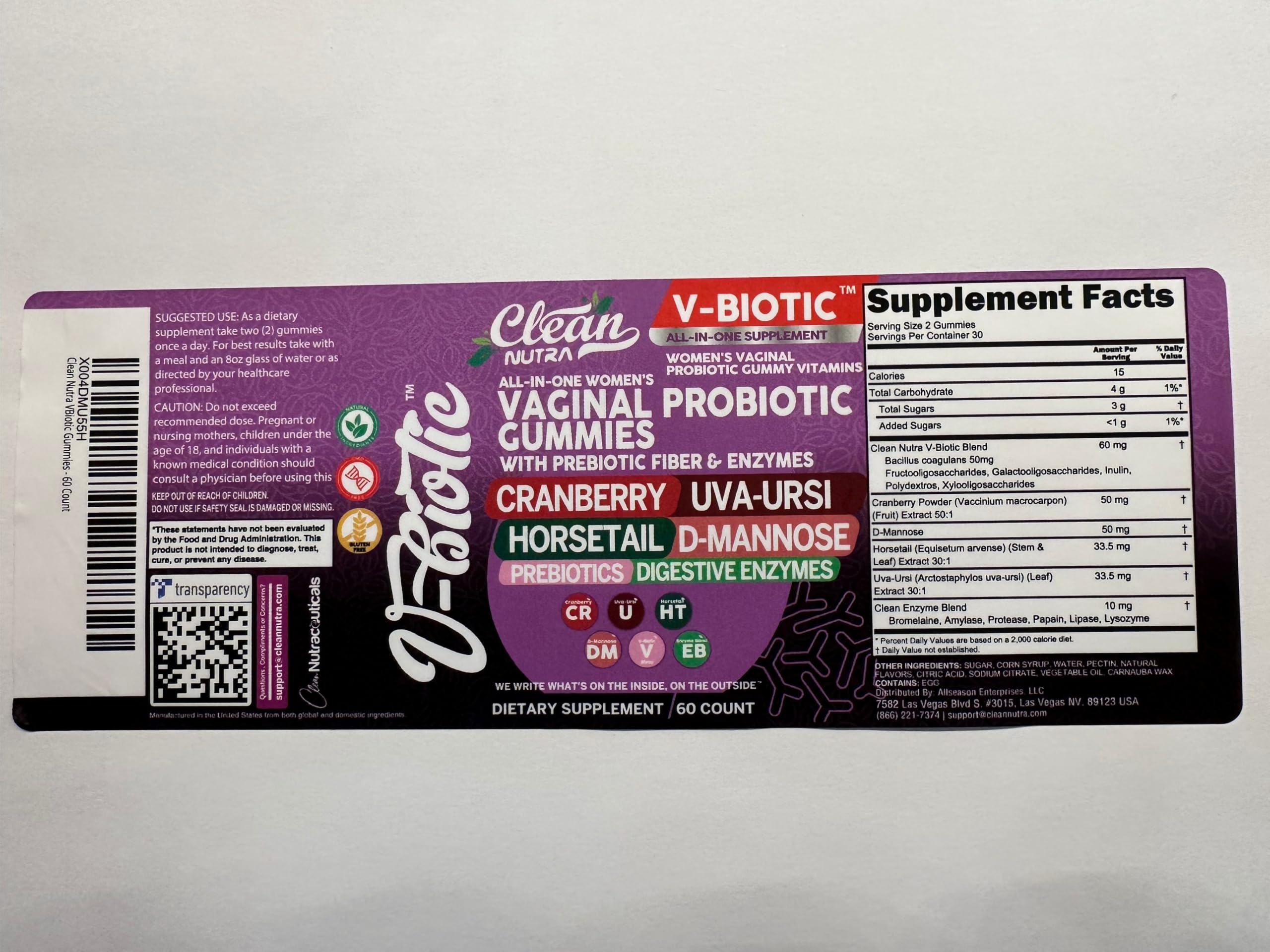 Product packaging emphasizing vaginal health and hormonal balance