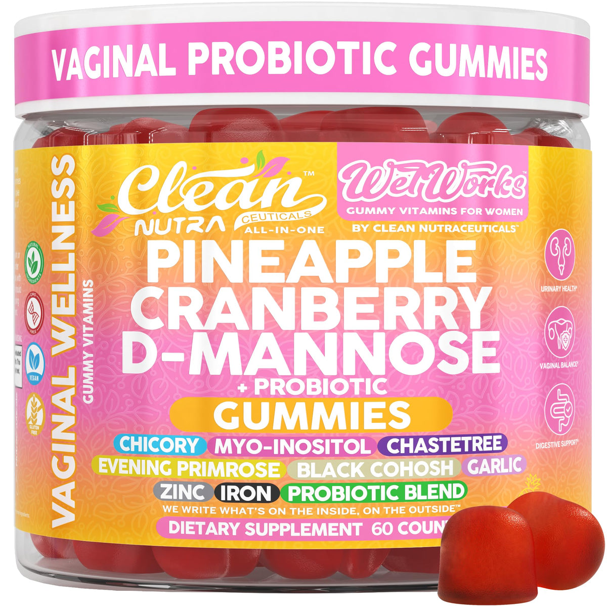 Clean Nutraceuticals front packaging showing Wet Works 60 count — clear product identity and benefits