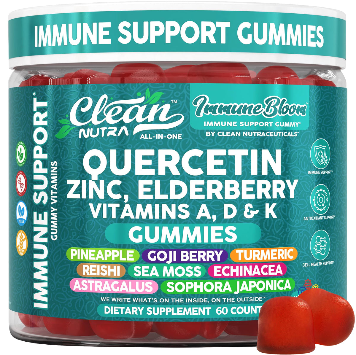 Hero image: Clean Quercetin Elderberry Immunity Gummies bottle