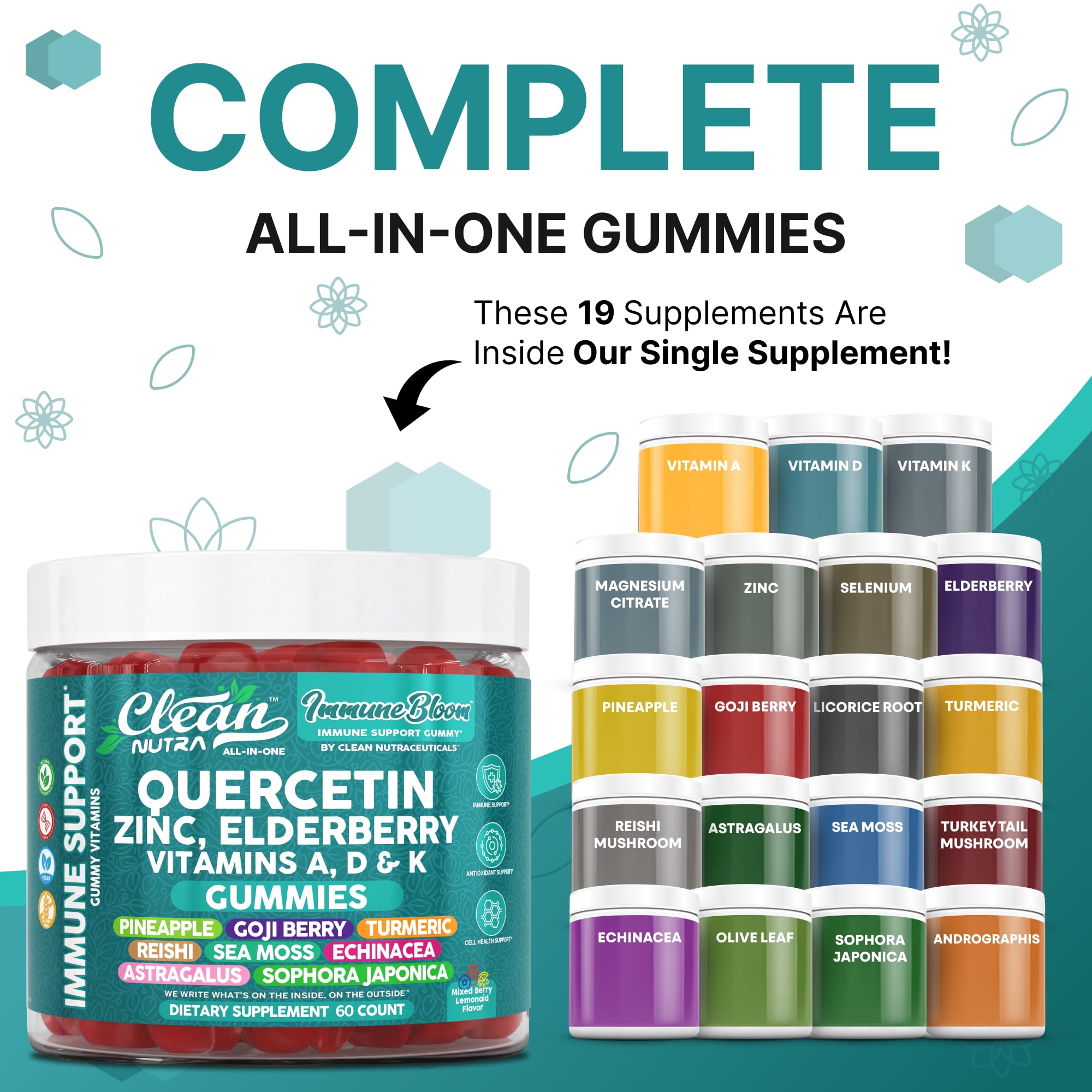 Product packaging showing Immune Support Gummies label