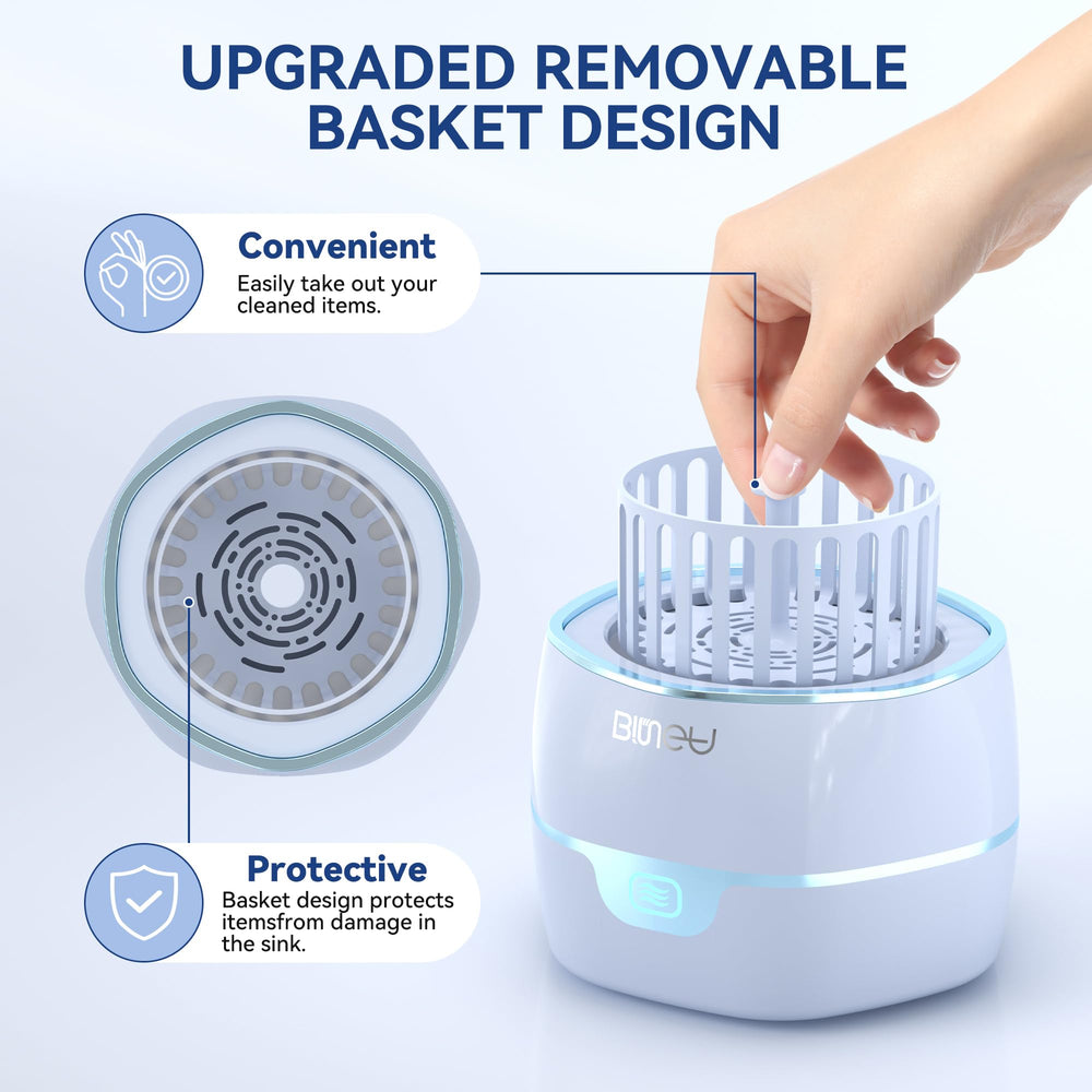 Cleaning basket with dentures and jewelry inside